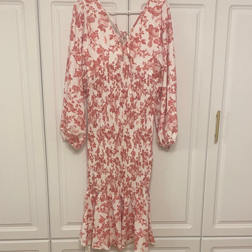 Cupshe Pink Floral Long Sleeve Dress